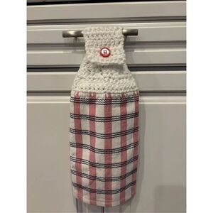 Crochet Top Kitchen Towel-Home-Red-White Stripes blue lines